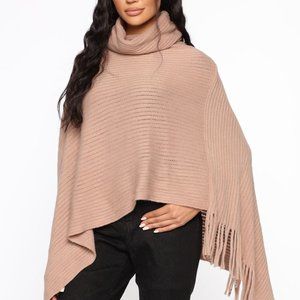 FASHION NOVA-Cloaked Rowana Poncho - Taupe (SWEATER PONCHO)